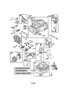Cylinder/Crankshaft/Sump Diagram and Parts List for 124T05-0848-EA  Briggs and Stratton Engine
